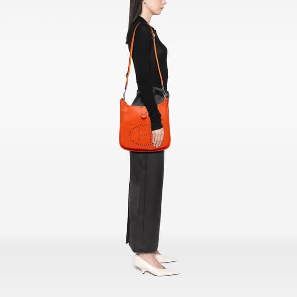 Pre-owned Hermès Clemence Evelyne III PM Orange