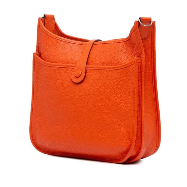 Pre-owned Hermès Clemence Evelyne III PM Orange