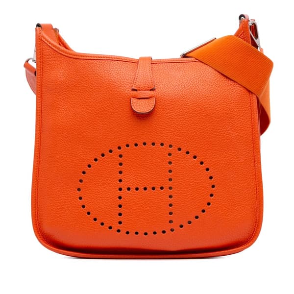 Pre-owned Hermès Clemence Evelyne III PM Orange