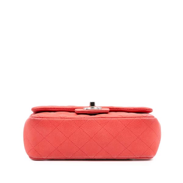 Pre-owned Chanel Mini Rectangular Classic Caviar Single Flap Orange