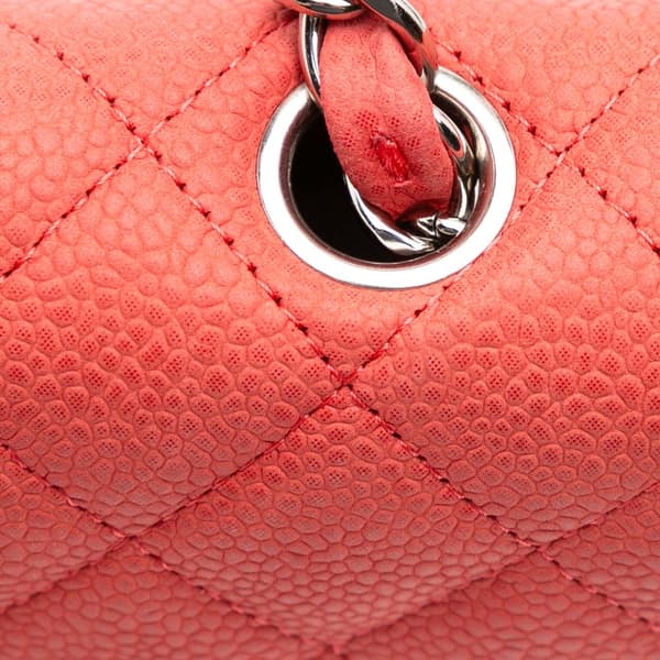 Pre-owned Chanel Mini Rectangular Classic Caviar Single Flap Orange