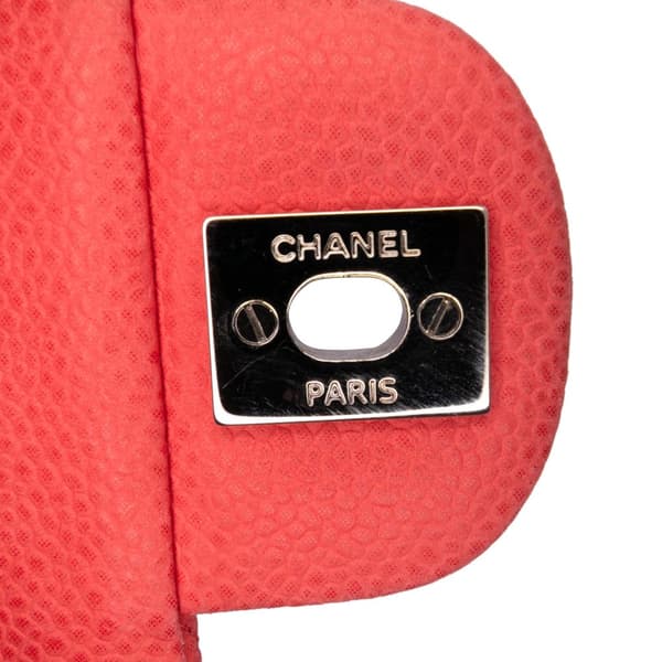 Pre-owned Chanel Mini Rectangular Classic Caviar Single Flap Orange