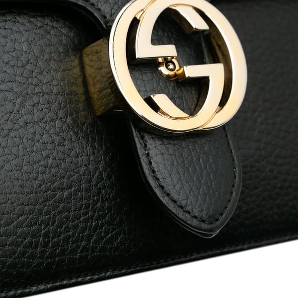 Pre-owned Gucci Small Dollar Calfskin Interlocking G Crossbody Black