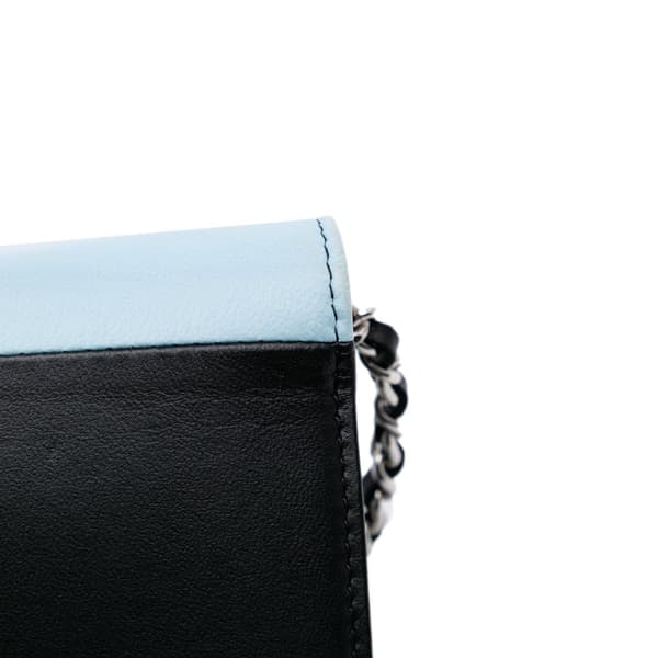Pre-owned Chanel Lambskin Airlines Wallet On Chain Blue