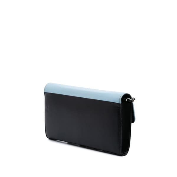 Pre-owned Chanel Lambskin Airlines Wallet On Chain Blue
