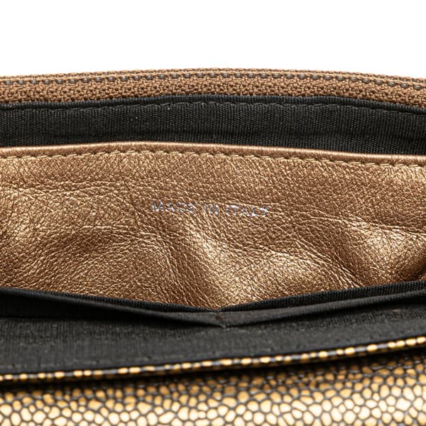 Pre-owned Chanel CC Metallic Caviar Half Moon Wallet on Chain Gold
