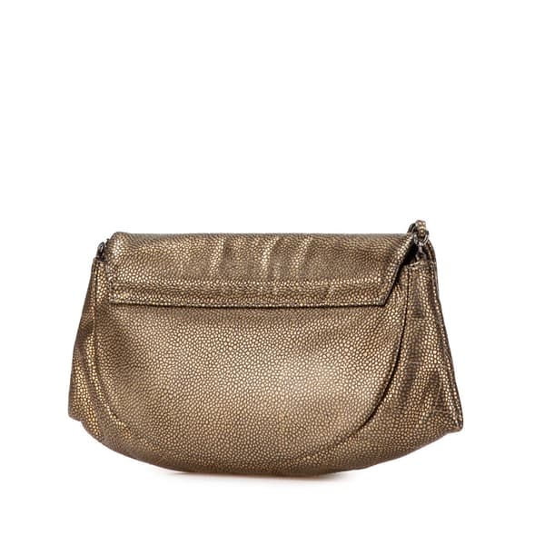 Pre-owned Chanel CC Metallic Caviar Half Moon Wallet on Chain Gold