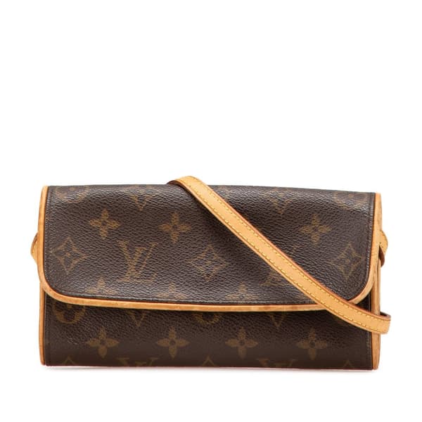 Pre-owned Louis Vuitton Monogram Pochette Twin PM Brown