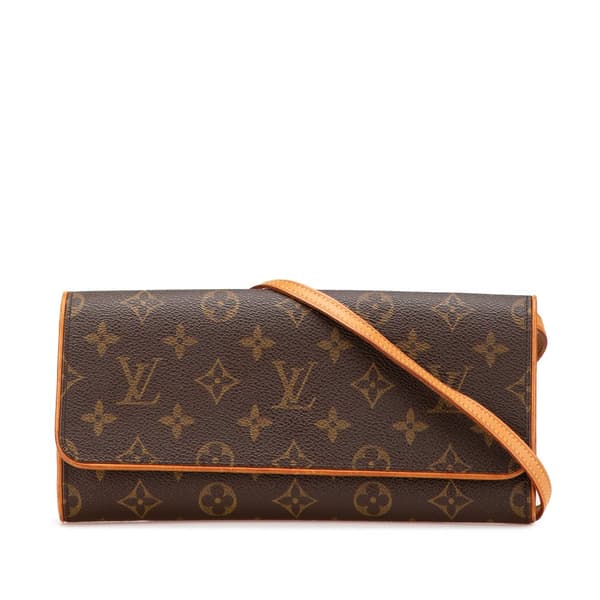 Pre-owned Louis Vuitton Monogram Pochette Twin GM Brown