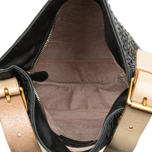 Pre-owned Bottega Veneta Nappa Intrecciato Marquise Flower Crossbody Black