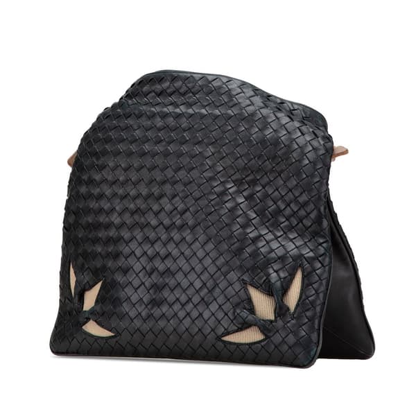 Pre-owned Bottega Veneta Nappa Intrecciato Marquise Flower Crossbody Black