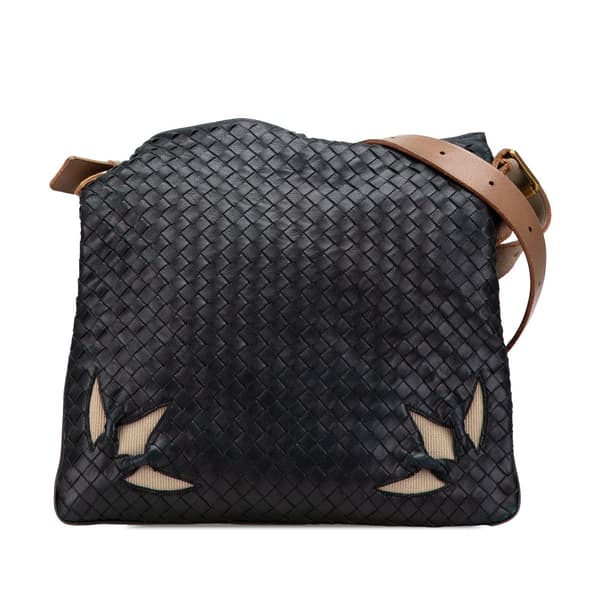 Pre-owned Bottega Veneta Nappa Intrecciato Marquise Flower Crossbody Black
