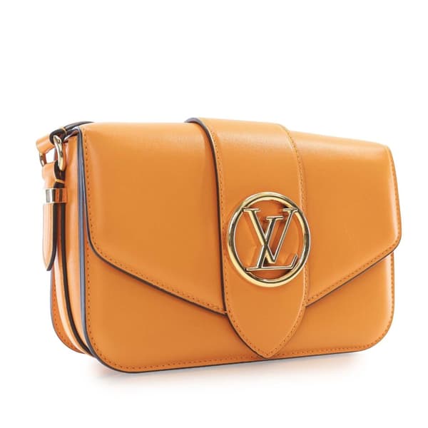 Pre-owned Louis Vuitton Calfskin LV Pont 9 Soft MM Orange