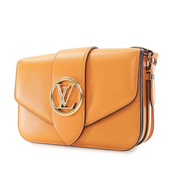 Pre-owned Louis Vuitton Calfskin LV Pont 9 Soft MM Orange