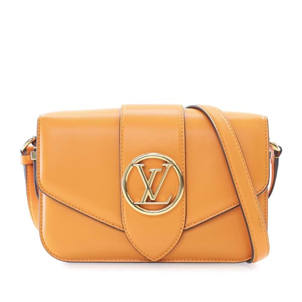 Pre-owned Louis Vuitton Calfskin LV Pont 9 Soft MM Orange