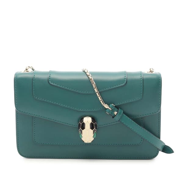 Pre-owned Bvlgari Leather Serpenti Forever Crossbody Green