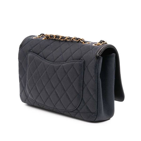 Pre-owned Chanel Medium Bicolor Caviar CC Filigree Flap Blue