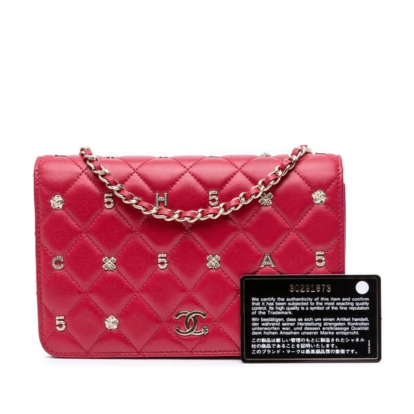 Pre-owned Chanel Quilted Lambskin All About Chanel Wallet On Chain Red