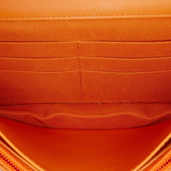 Pre-owned Chanel Classic Patent Wallet On Chain Orange