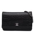 Pikkukuva 1 / 10: Pre-owned Chanel Lambskin Camellia Embossed Wallet On Chain Black