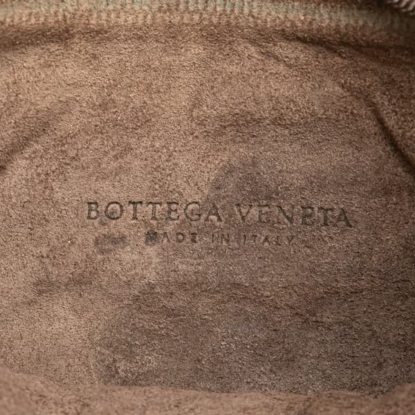 Pre-owned Bottega Veneta Intrecciato Trimmed Metallic Leather Crossbody Gold