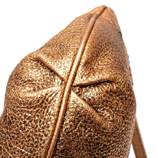 Pre-owned Bottega Veneta Intrecciato Trimmed Metallic Leather Crossbody Gold