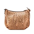 Miniatyrbild 1 av 10: Pre-owned Bottega Veneta Intrecciato Trimmed Metallic Leather Crossbody Gold