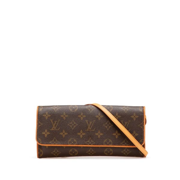 Pre-owned Louis Vuitton Monogram Pochette Twin GM Brown