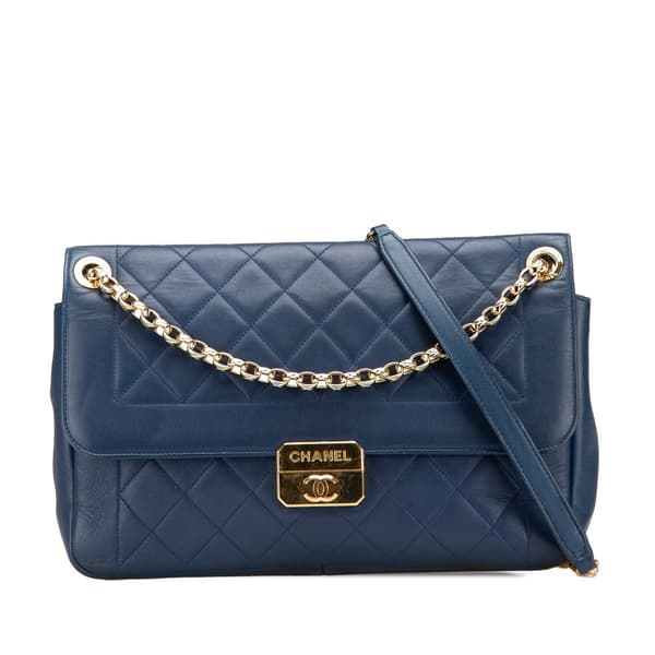 Pre-owned Chanel Large Lambskin Chic With Me Flap Blue