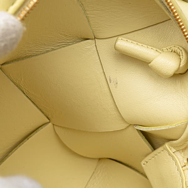 Pre-owned Bottega Veneta Mini Lambskin Intreccio Cassette Camera Bag Yellow