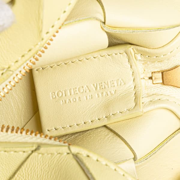 Pre-owned Bottega Veneta Mini Lambskin Intreccio Cassette Camera Bag Yellow