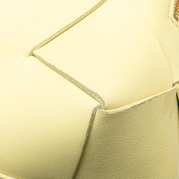 Pre-owned Bottega Veneta Mini Lambskin Intreccio Cassette Camera Bag Yellow