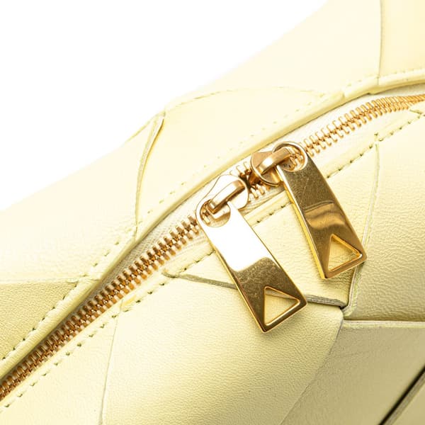 Pre-owned Bottega Veneta Mini Lambskin Intreccio Cassette Camera Bag Yellow