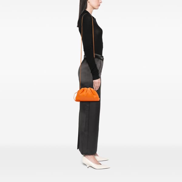 Pre-owned Bottega Veneta Lambskin The Mini Pouch Orange