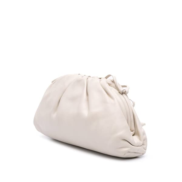Pre-owned Bottega Veneta Lambskin The Mini Pouch White