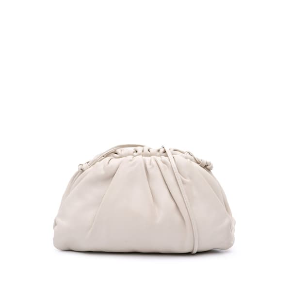 Pre-owned Bottega Veneta Lambskin The Mini Pouch White