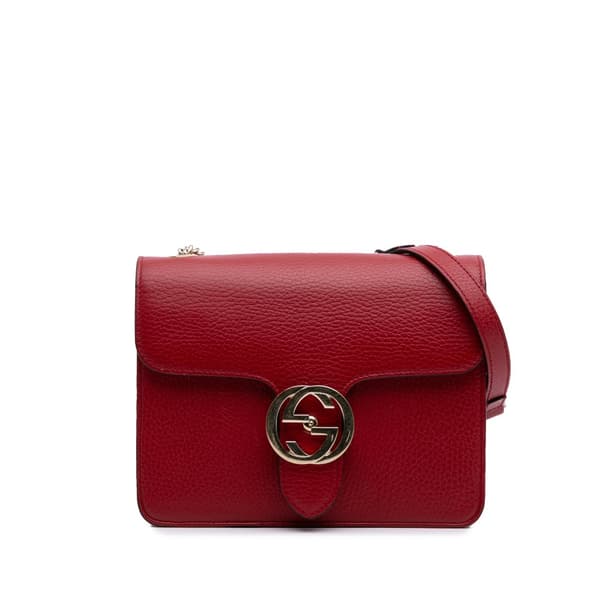 Pre-owned Gucci Small Dollar Calfskin Interlocking G Crossbody Red