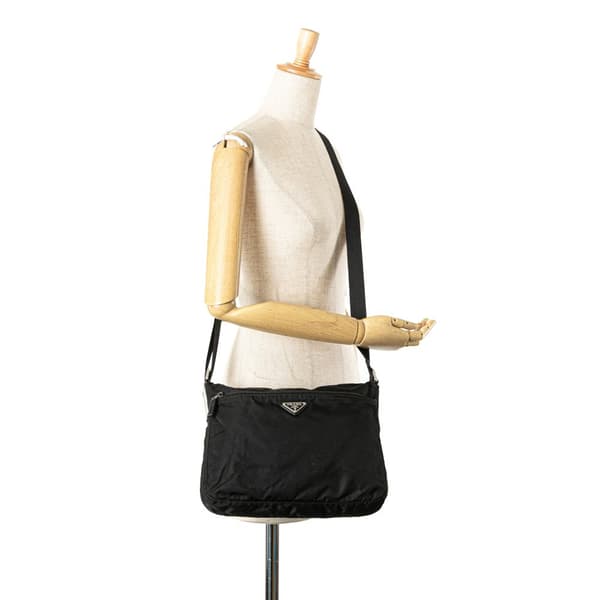Pre-owned Prada Tessuto Zip Top Crossbody Black
