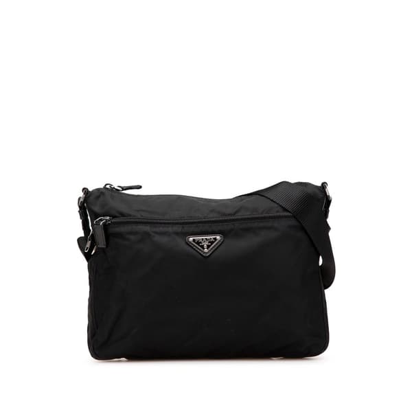 Pre-owned Prada Tessuto Zip Top Crossbody Black