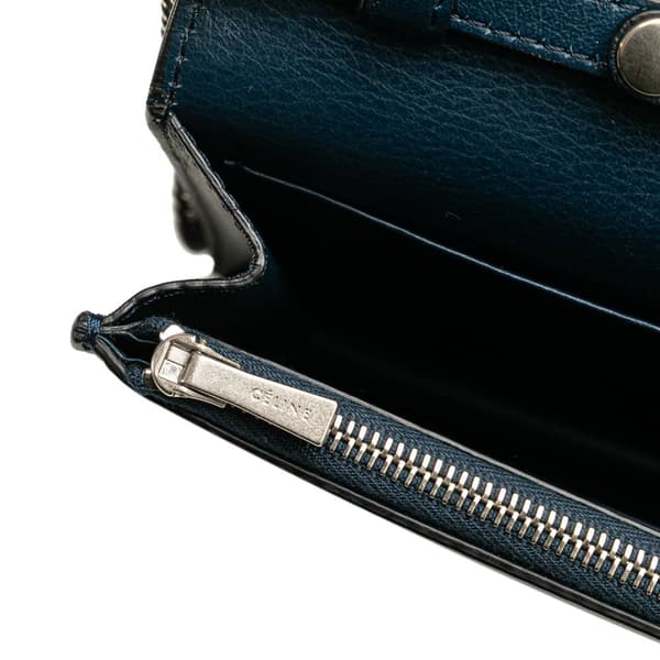 Pre-owned Celine Leather Frame Wallet on Chain Red