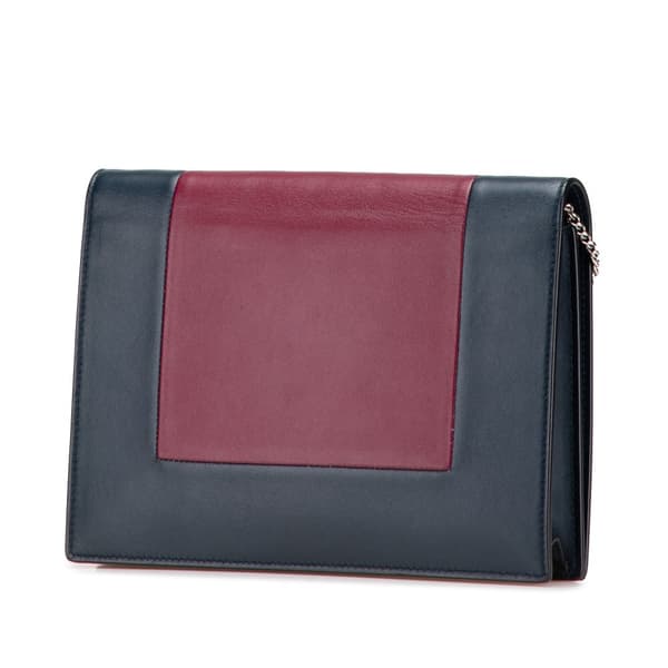 Pre-owned Celine Leather Frame Wallet on Chain Red