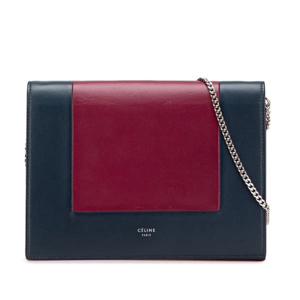 Pre-owned Celine Leather Frame Wallet on Chain Red