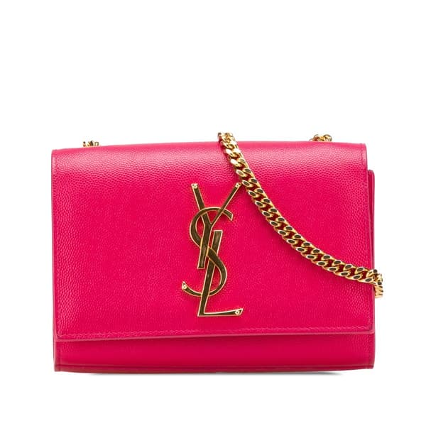 Pre-owned Saint Laurent Small Grain De Poudre Monogram Kate Crossbody Pink