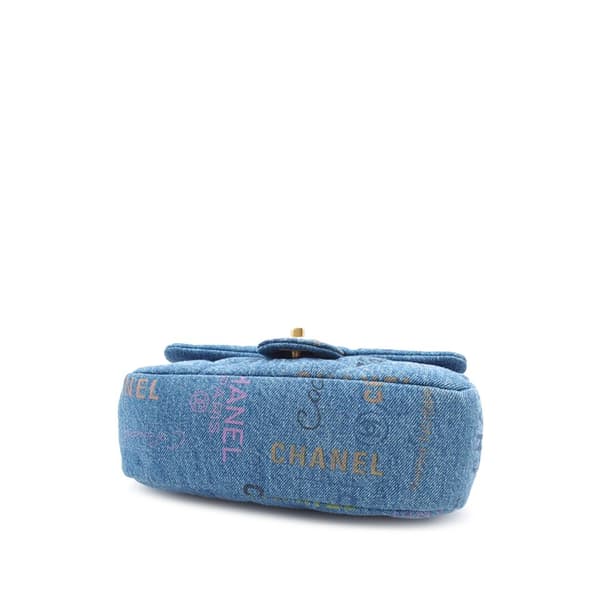 Pre-owned Chanel Mini Rectangular Quilted Denim Mood Flap Blue