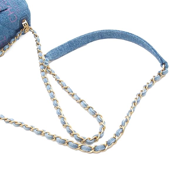 Pre-owned Chanel Mini Rectangular Quilted Denim Mood Flap Blue