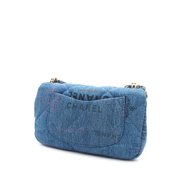 Pre-owned Chanel Mini Rectangular Quilted Denim Mood Flap Blue
