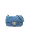 Miniatyrbillede 1 af 9: Pre-owned Chanel Mini Rectangular Quilted Denim Mood Flap Blue