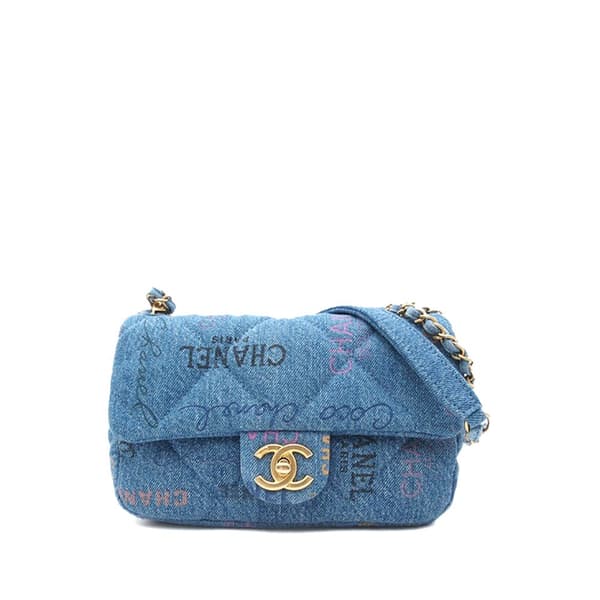Pre-owned Chanel Mini Rectangular Quilted Denim Mood Flap Blue