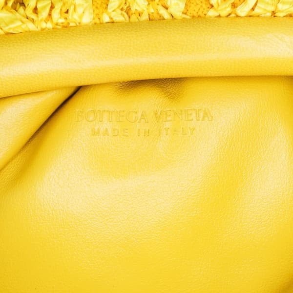 Pre-owned Bottega Veneta Boucle Raffia The Mini Pouch Yellow