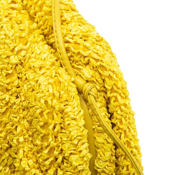 Pre-owned Bottega Veneta Boucle Raffia The Mini Pouch Yellow